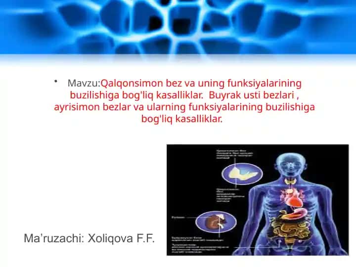 Ichki sekretsiya bezlari: qalqonsimon, buyrak usti va ayrisimon bezlar funksiyalari va kasalliklari