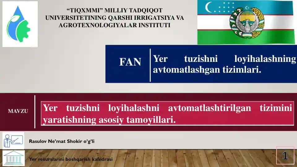 Yer resurslarini boshqarish kafedrasi Rasulov Ne’mat Shokir o’g’li