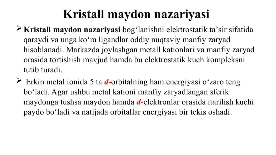 Kristall maydon nazariyasi