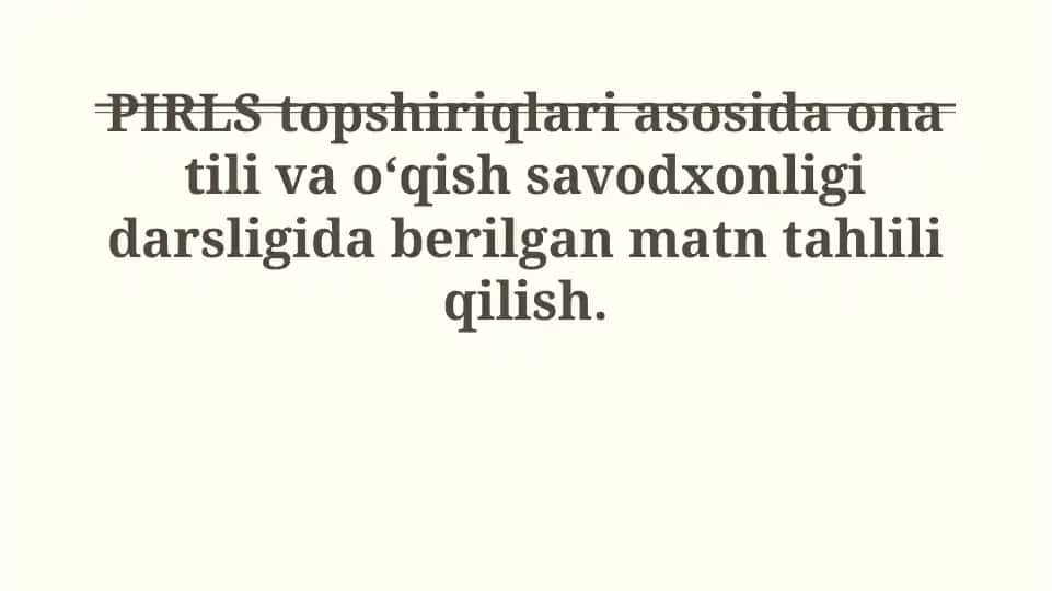 PIRLS va O'qish Savodxonligi