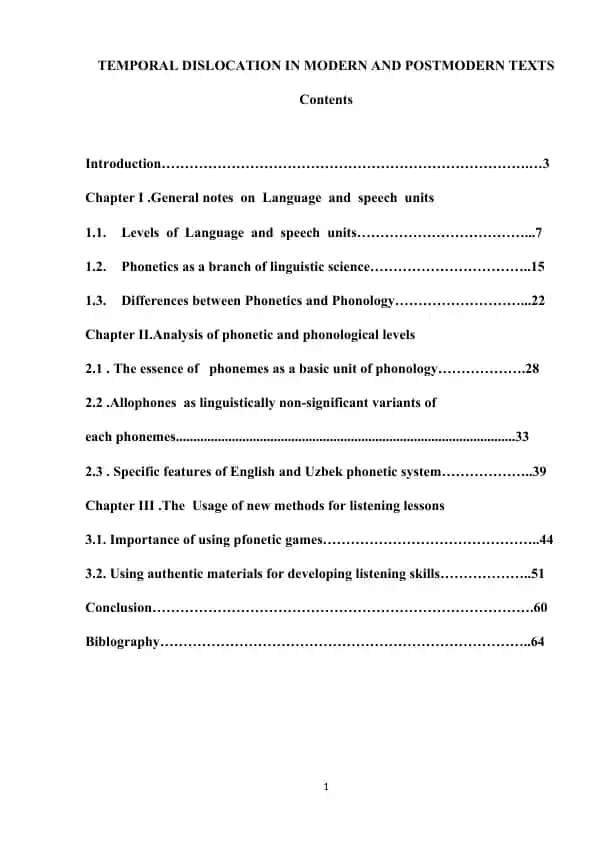 TEMPORAL DISLOCATION IN MODERN AND POSTMODERN TEXTS