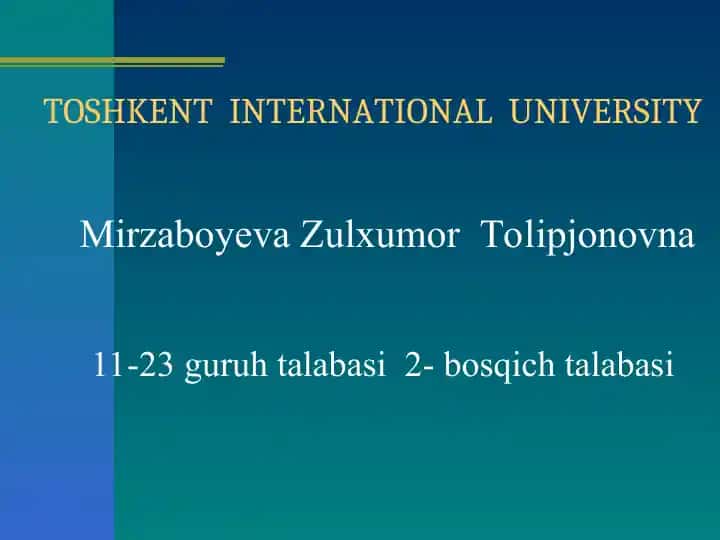 Toshkent International University Bitimlar Tushunchasi va Uning Turlari