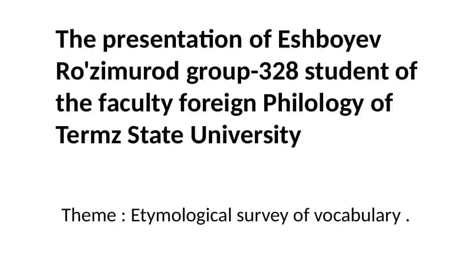 Etymological survey of vocabulary