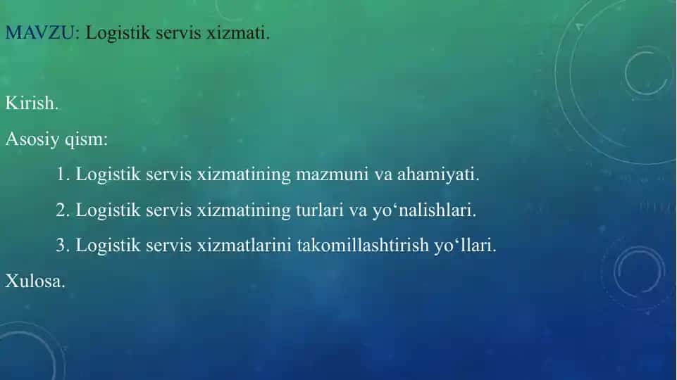Logistik servis xizmati