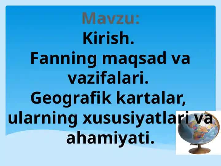 Geografik kartalar va ularning ahamiyati