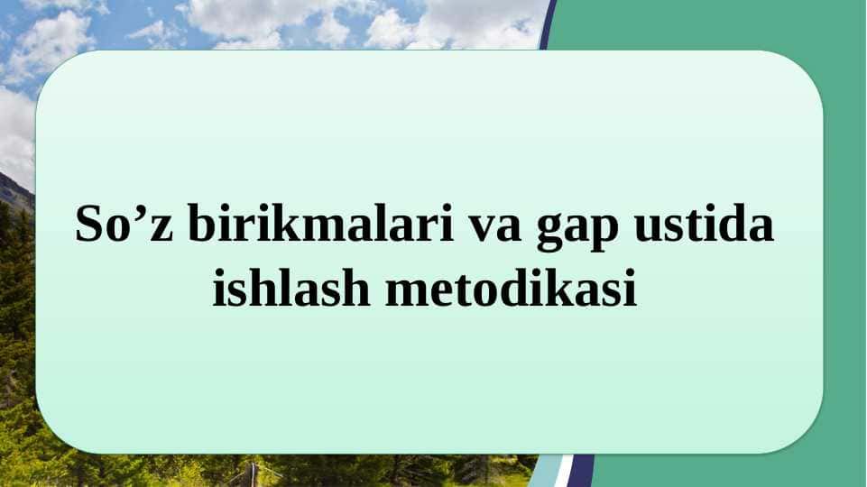 So’z birikmalari va gap ustida ishlash metodikasi