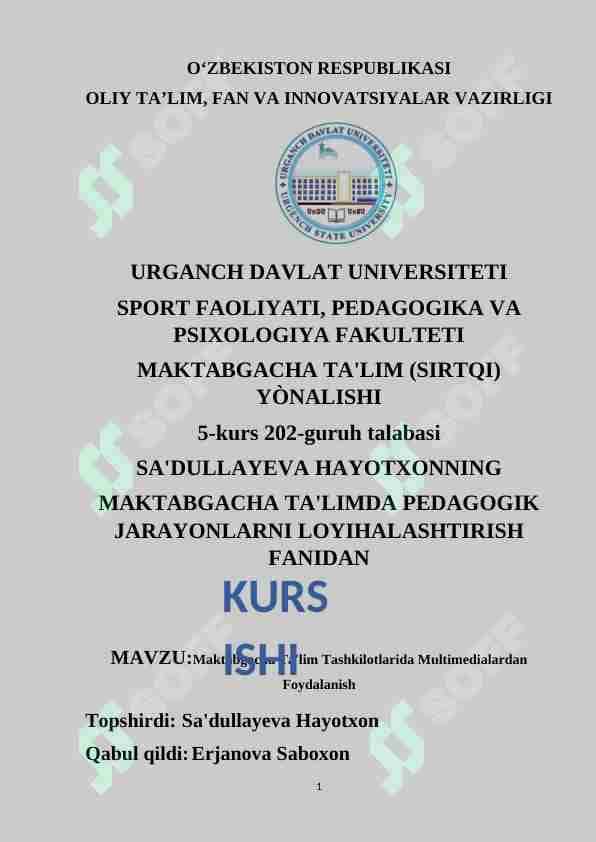 MAKTABGACHA TA'LIM TASHKILOTLARIDA MULTIMEDIALARDAN FOYDALANISH