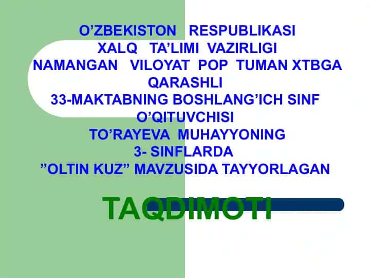 "Oltin Kuz" mavzusida taqdimot