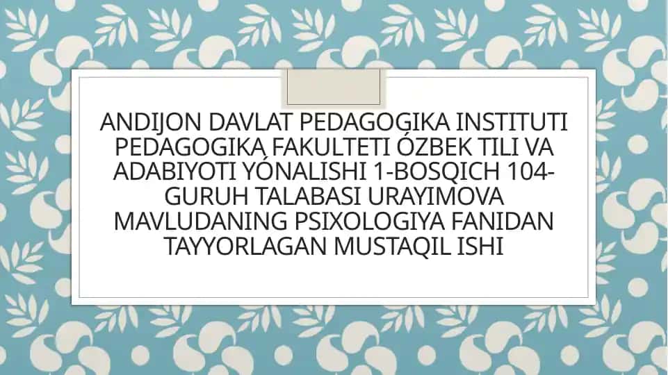 Oila Psixologiyasi