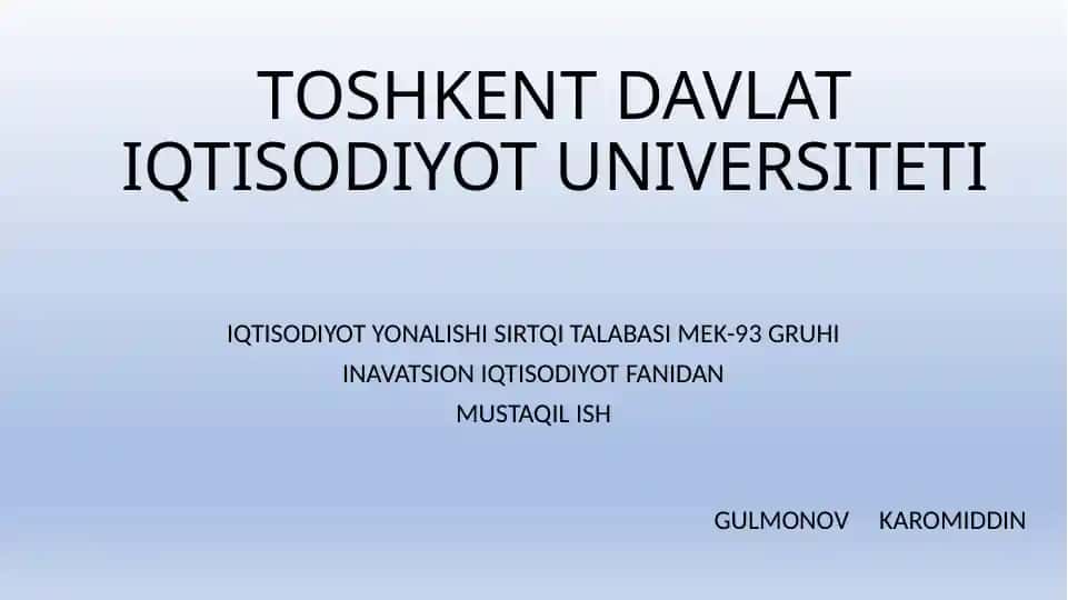 Innovatsiya va innovatsion jarayonlar