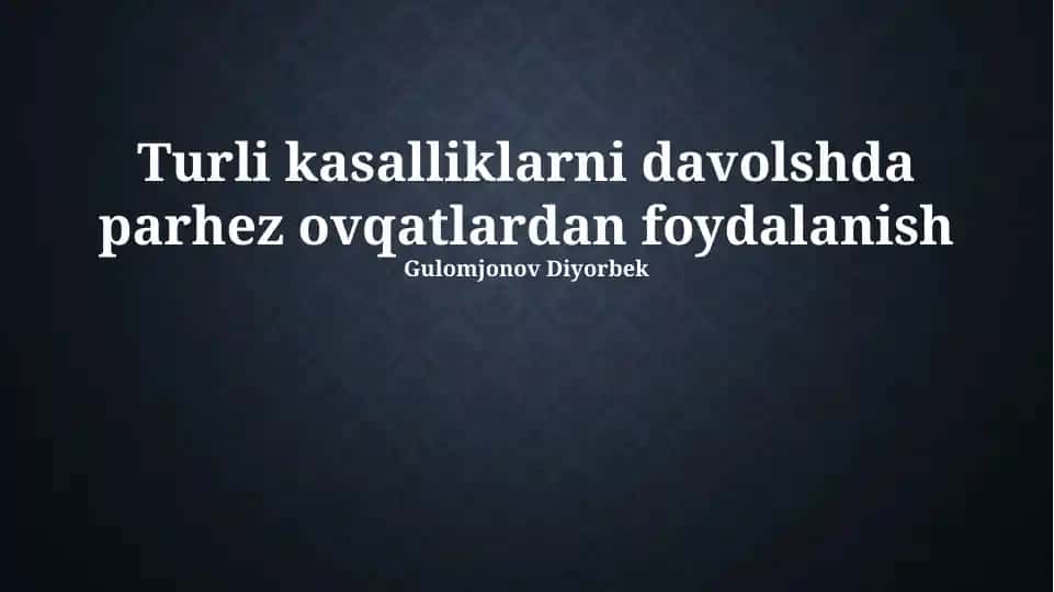 Parhez ovqatlarning roli