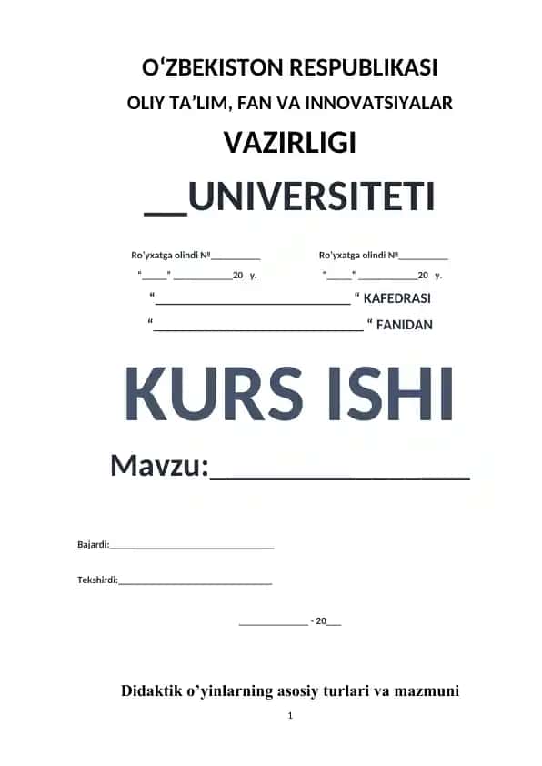 Didaktik o‘yinlarning asosiy turlari va mazmuni
