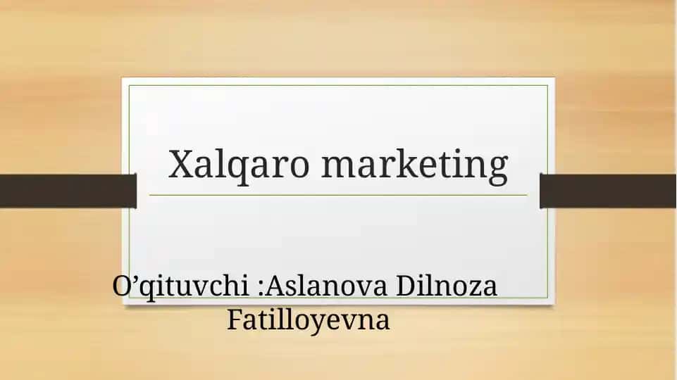 Xalqaro marketing