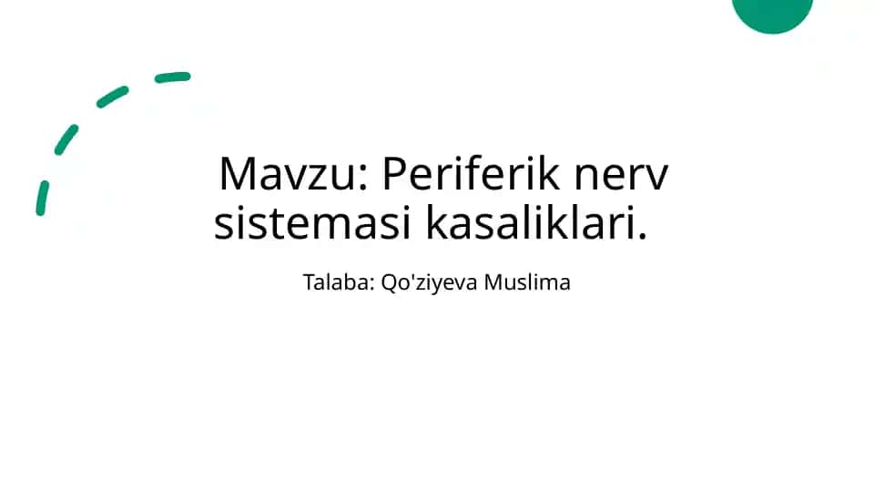 Periferik nerv tizimi kasaliklari