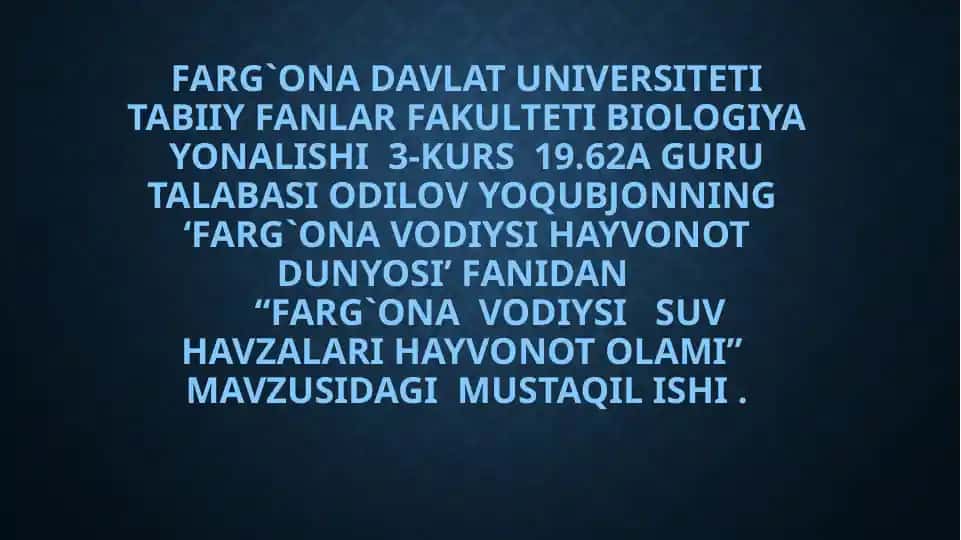 Farg`ona davlat universiteti Tabiiy fanlar fakulteti Biologiya yonalishi