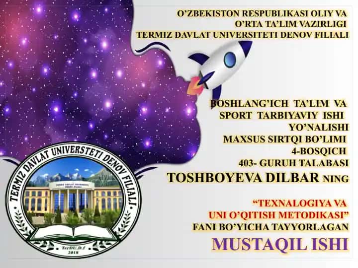 Texnalogiya va uni o'qitish metodikasi