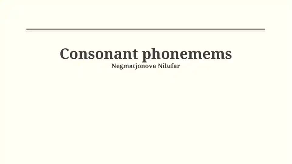 Consonant phonemes