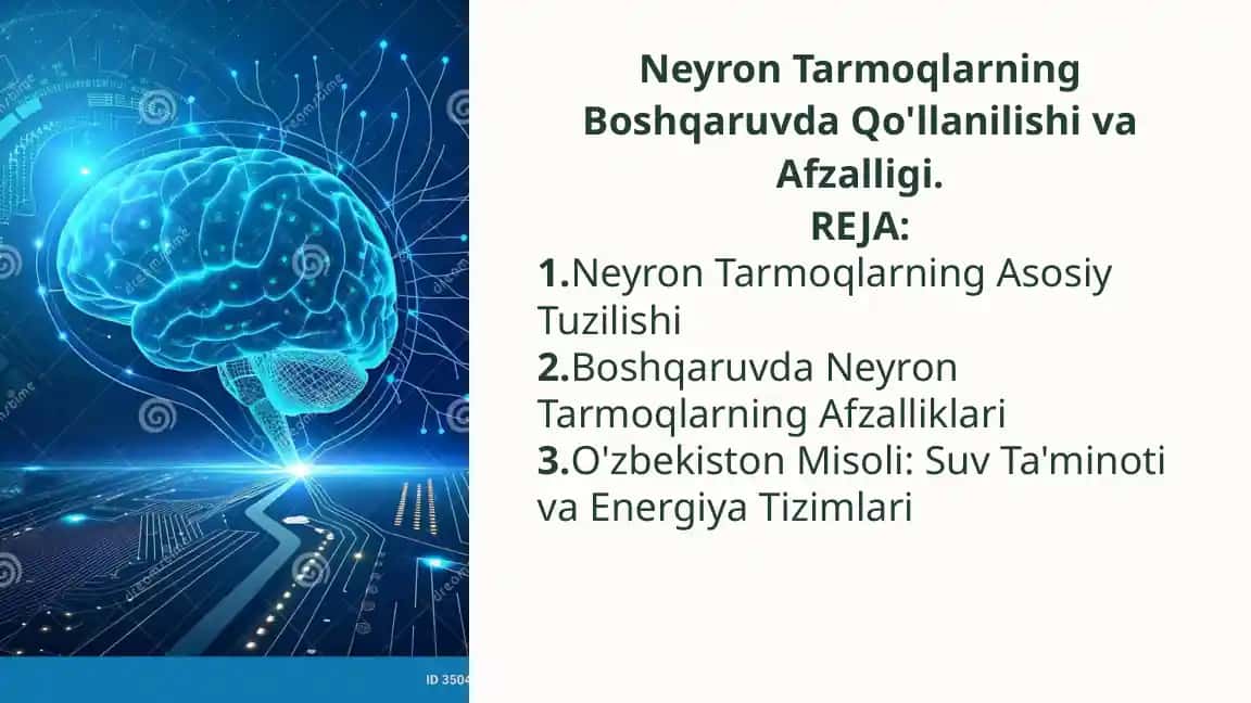 Neyron Tarmoqlarning Boshqaruvda Qo'llanilishi va Afzalligi