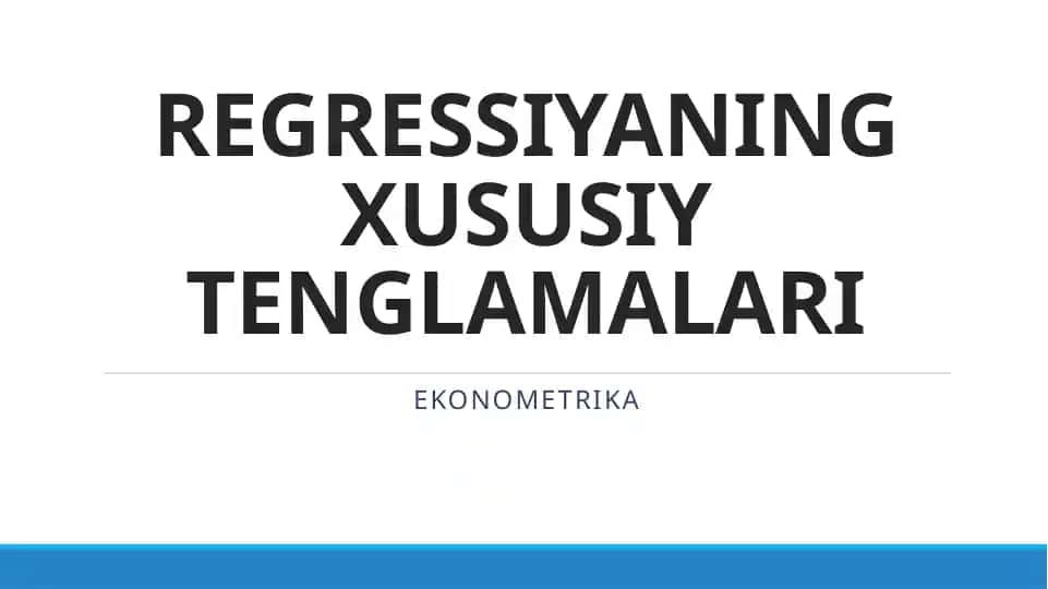 Regressiyaning xususiy tenglamalari