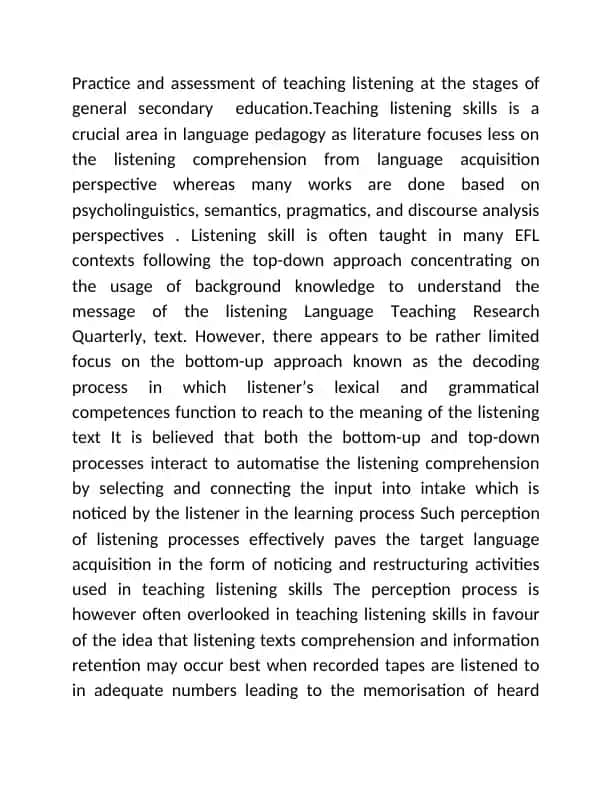 Teaching Listening Skills in Language Pedagogy