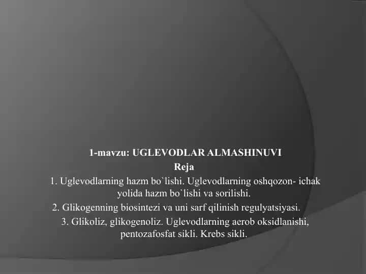 Uglevodlar Almashinuvi