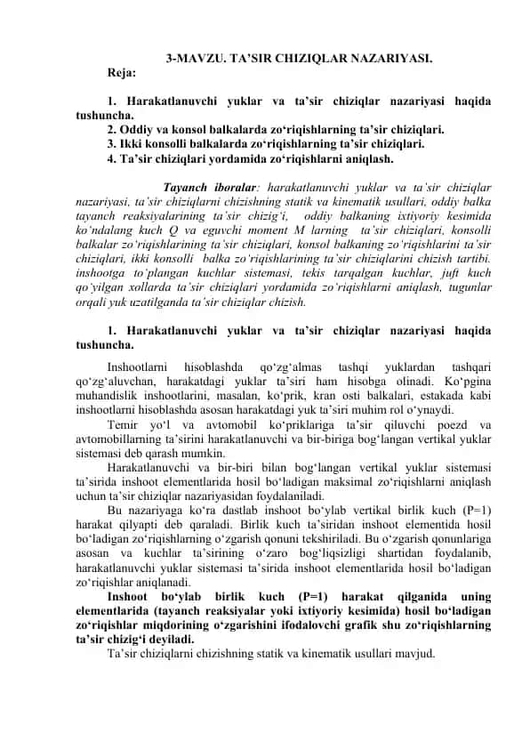 Ta’sir Chiziqlar Nazariyasi