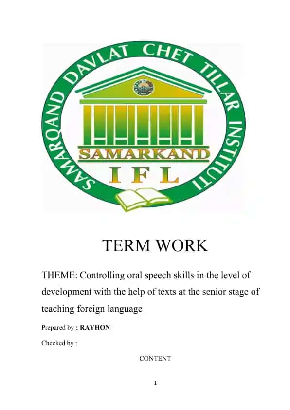 Controlling Oral Speech Skills in the Level of Development with the Help of Texts at the Senior Stage of Teaching Foreign Language