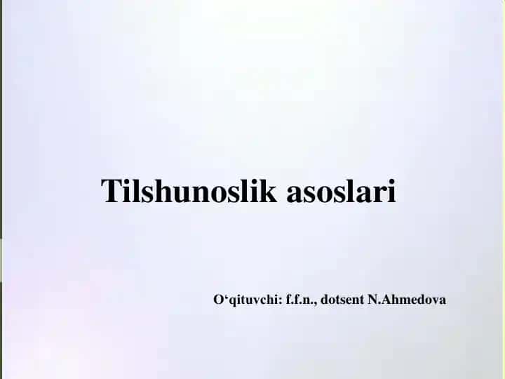 Tilshunoslik asoslari