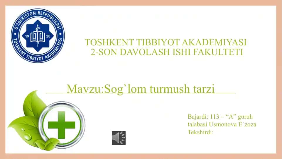 Sog`lom turmush tarzi