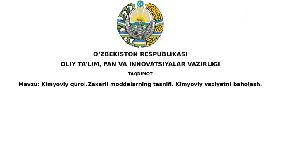 Kimyoviy qurollar va zaharli moddalar