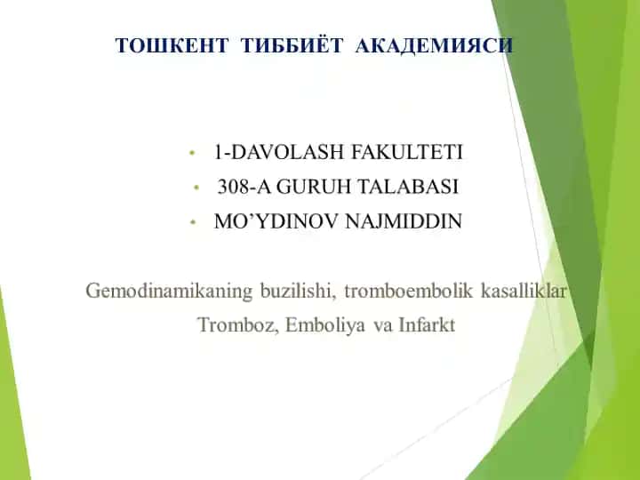 Gemodinamika va tromboembolik kasalliklar