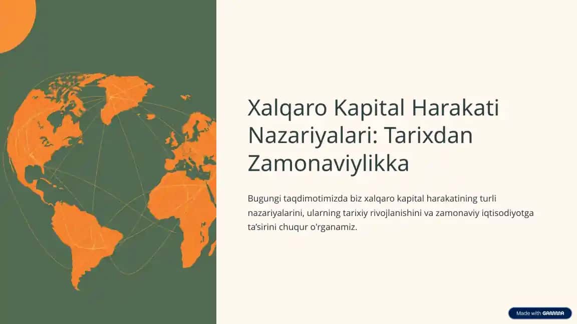 Xalqaro Kapital Harakati Nazariyalari: Tarixdan Zamonaviylikka