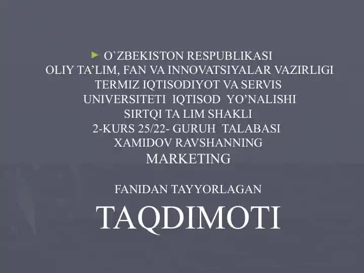 Marketing rejasi va auditi