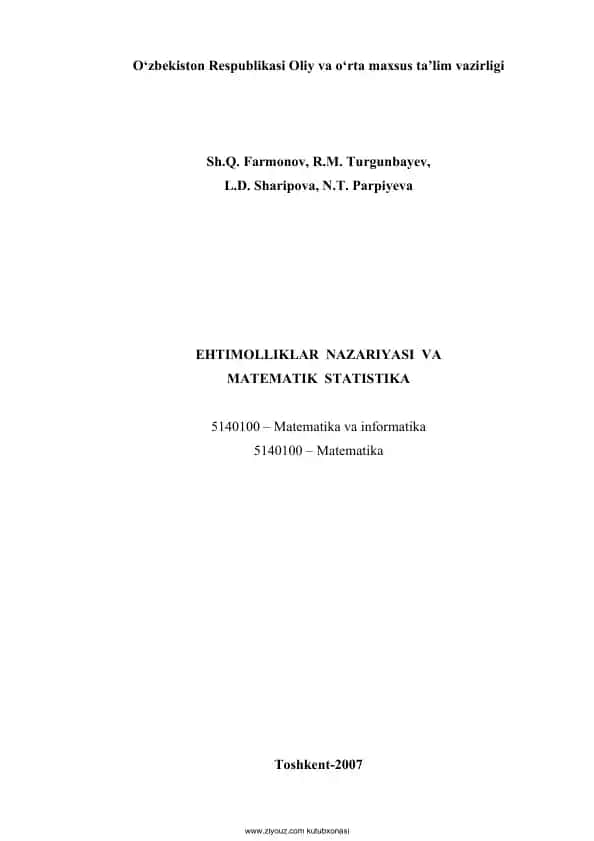Ehtimolliklar nazariyasi va matematik statistika