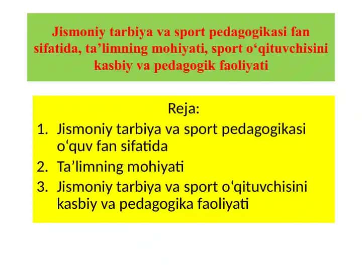 Jismoniy tarbiya va sport pedagogikasi