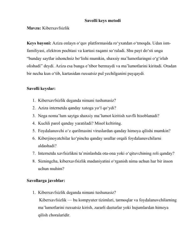 Savolli keys metodi