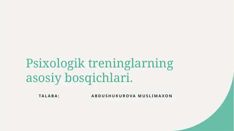 Psixologik treninglarning asosiy bosqichlari