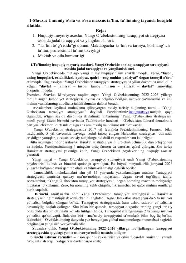 Ta'limning huquqiy meyoriy asoslari