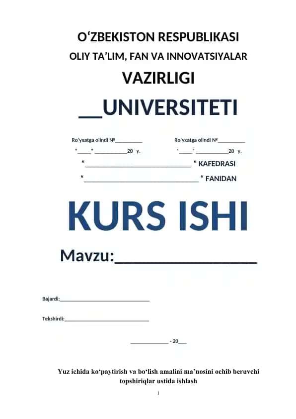 Boshlang‘ich sinflarda arifmetik amallarni o‘rganish kurs ishlari