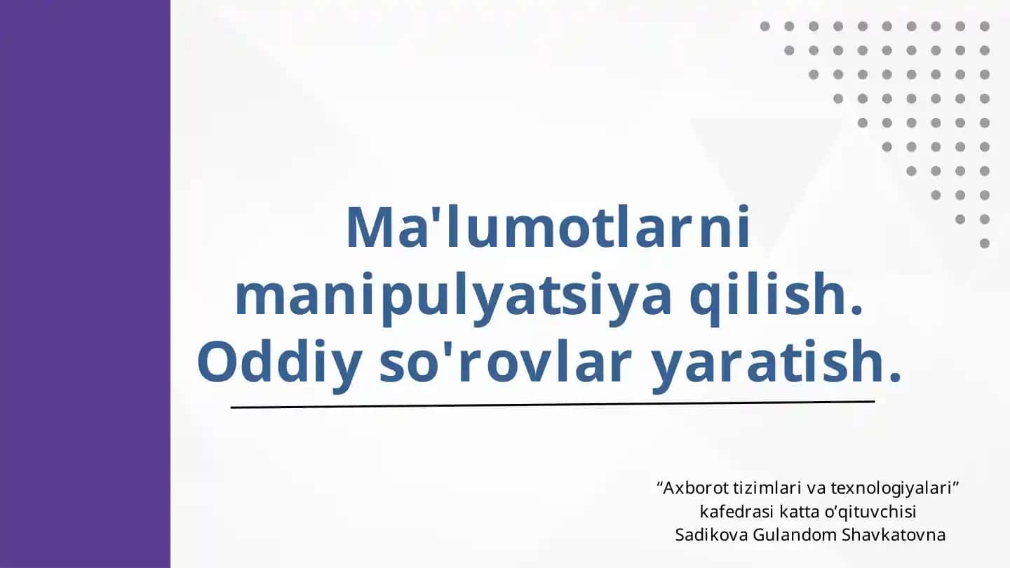 Ma'lumotlarni manipulyatsiya qilish