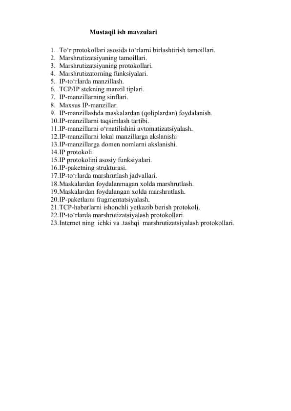 IP manzillash va marshalash