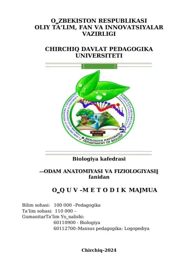 ODAM ANATOMIYASI VA FIZIOLOGIYASI