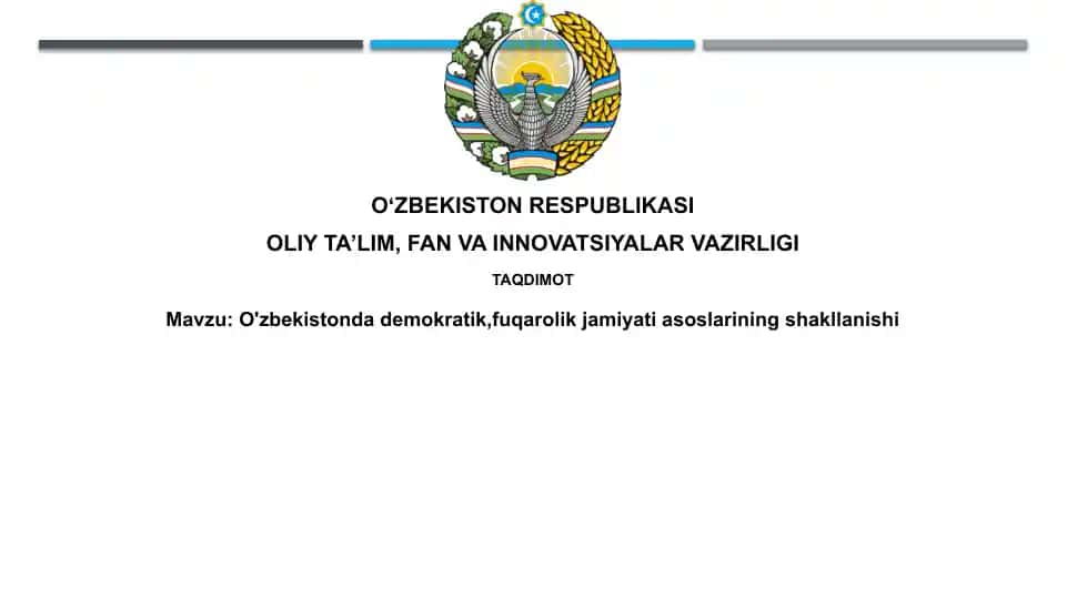 O'zbekistondademokratik,fuqarolikjamiyatiasoslariningshakllanishi