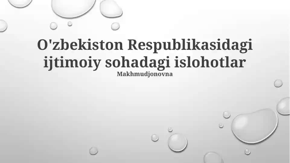 Ijtimoiy sohadagi islohotlar