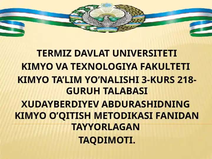 Kimyo ta'limi metodikasi