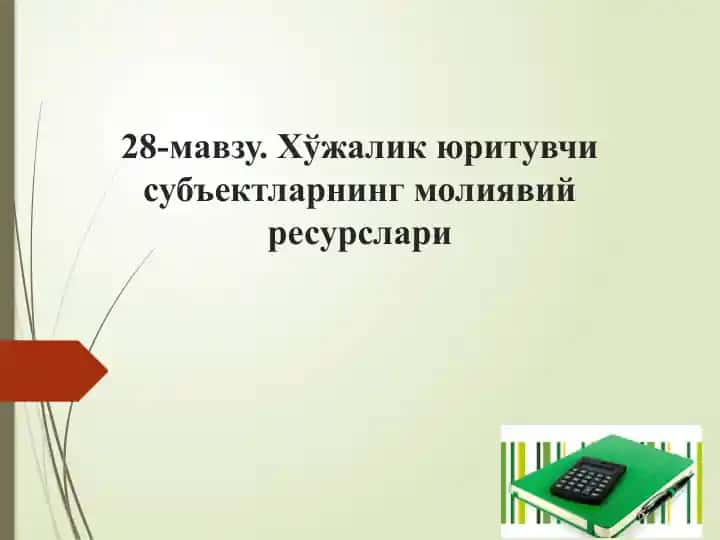 Хўжаликюритувчи субъектларнинг молиявий ресурслари