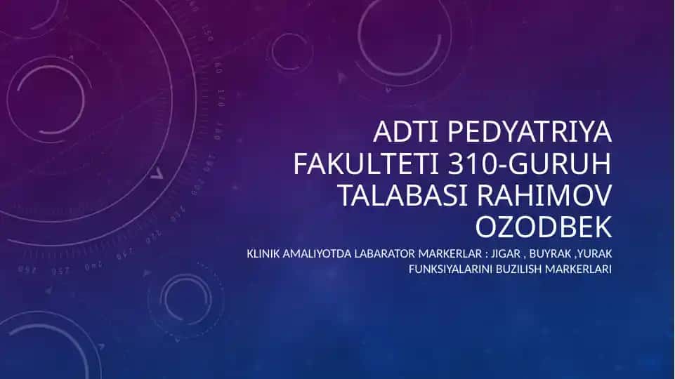 Jigar funksiyasiNing buzilish markerlari