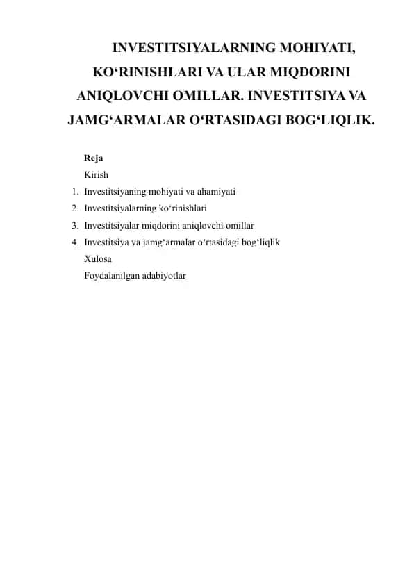 Investitsiyalar