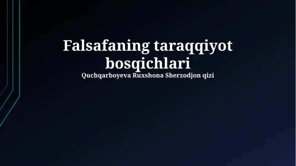 Falsafaning taraqqiyot bosqichlari