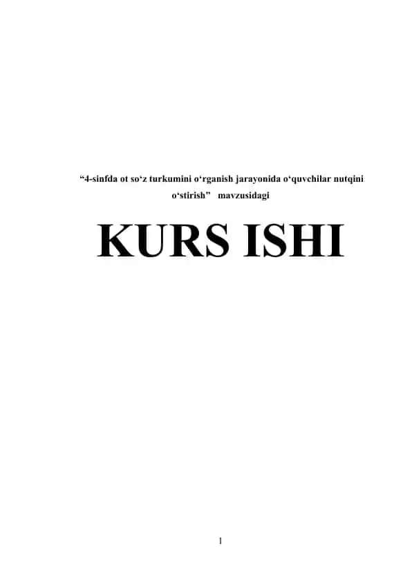 Ot so‘z turkumini o‘rganish jarayonida o‘quvchilar nutqini o‘stirish